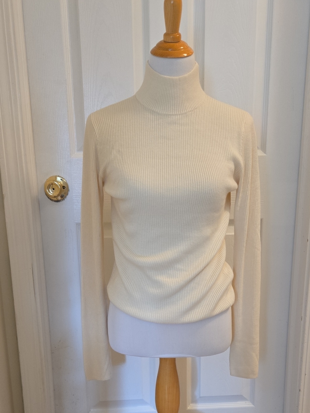 NWOT AYR Cream Ribbed Turtleneck Sweater Size L